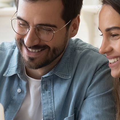 A couple reviewing their finances together