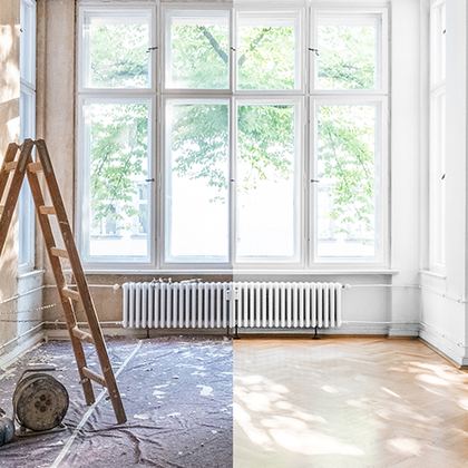 An empty room mid-renovation